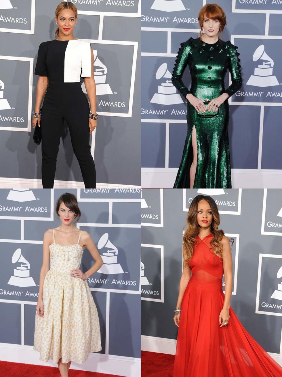 <p>While Hollywood hit London for the <a href="http://www.elleuk.com/fashion/news/bafta-2013-winners-red-carpet-fashion">BAFTAs</a> last night, the music industry has their moment on the red carpet at the Grammy Awards. Adele, Florence and Alexa flew the 