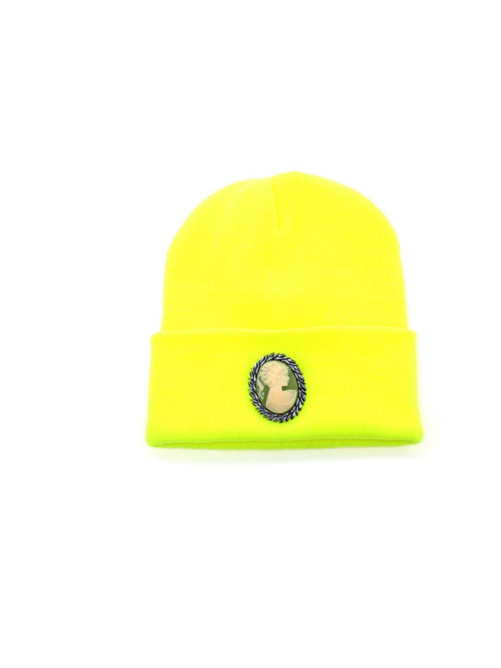 <p>Neon beanie with a vintage cameo? We shouldnt but we so would Silver Spoon Attire beanie hat, £45, at <a href="http://www.brownsfashion.com/Product/Whats_New/Clothing/Whats_New_for_Women/Cameo_Beanie_Hat/product.aspx?p=4851249&amp;cl=4&amp;pc=1949737