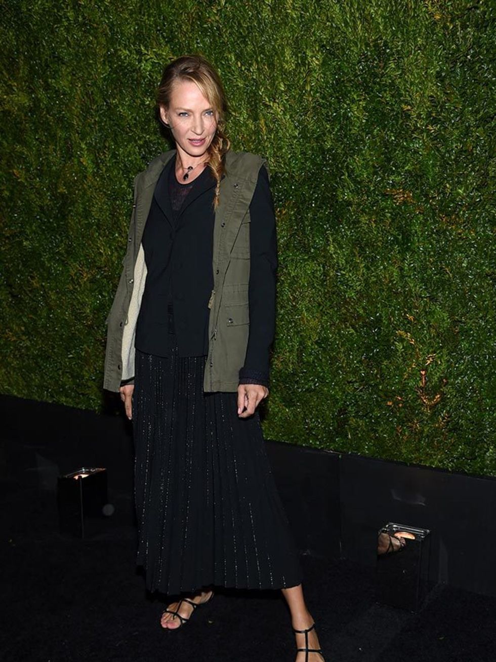 Uma Thurman attends the Chanel dinner during the Tribeca Film Fesitval 2015.