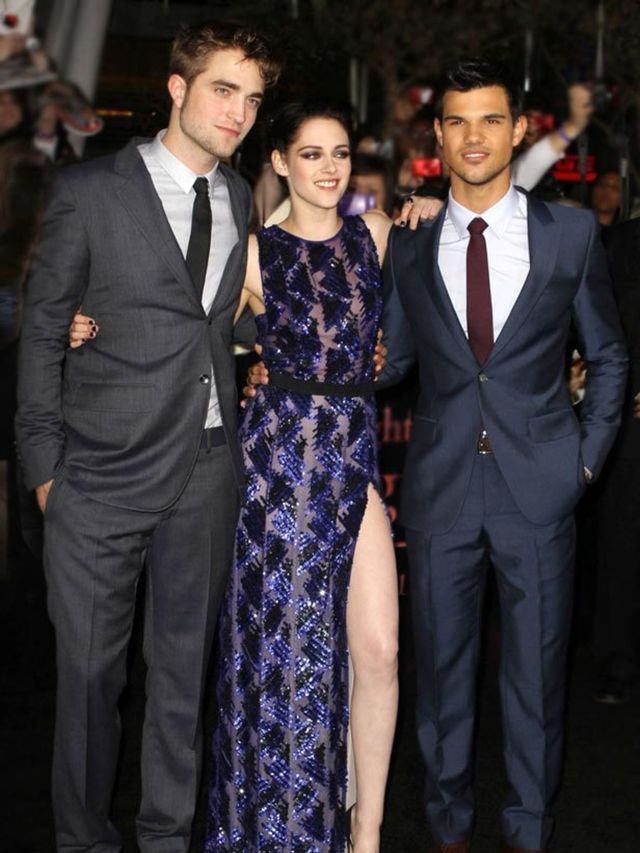 <p>Robert Pattinson, Kristen Stewart and Taylor Lautner at the Twilight premiere</p>