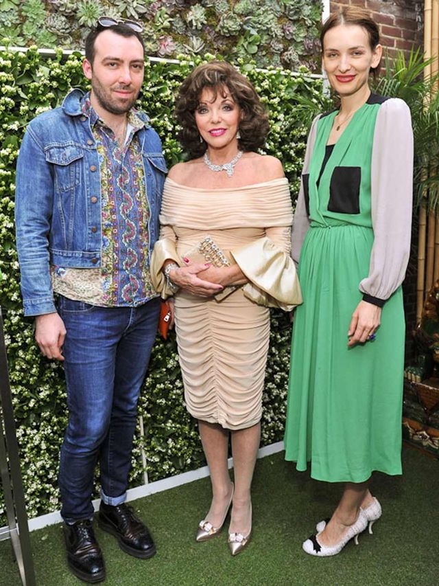 <p>James Long, Joan Collins and Roksanda Ilincic at the Harvey Nichols event</p>