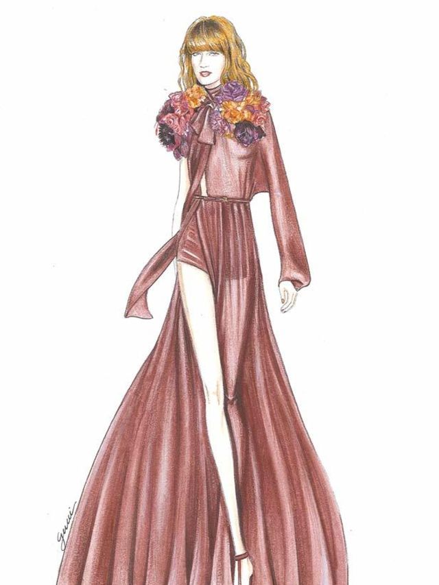 <p>A Gucci sketch of a Florence Welch costume</p>