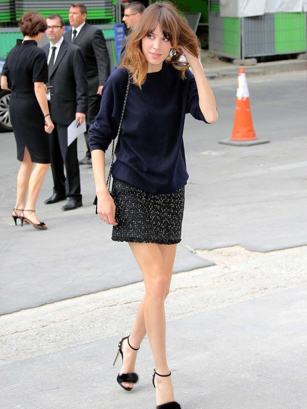 <p>Alexa Chung arriving at Chanel couture</p>