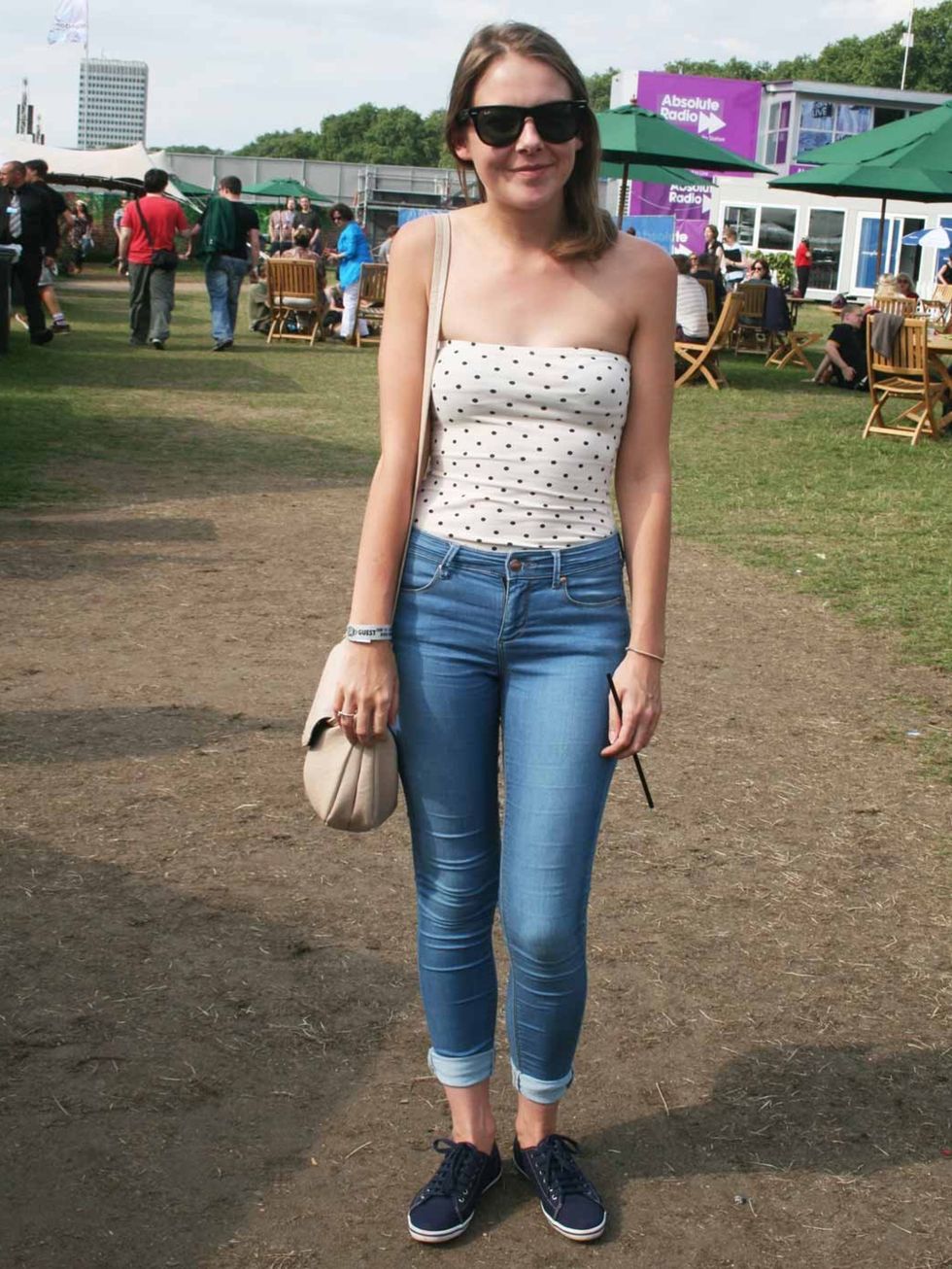 <p>Lynsey Cartwright, 23, Teacher.H&amp;M top, Topshop jeans, Fred Perry shoes, Ray Ban sunglasses, Mischa Barton bag.</p>