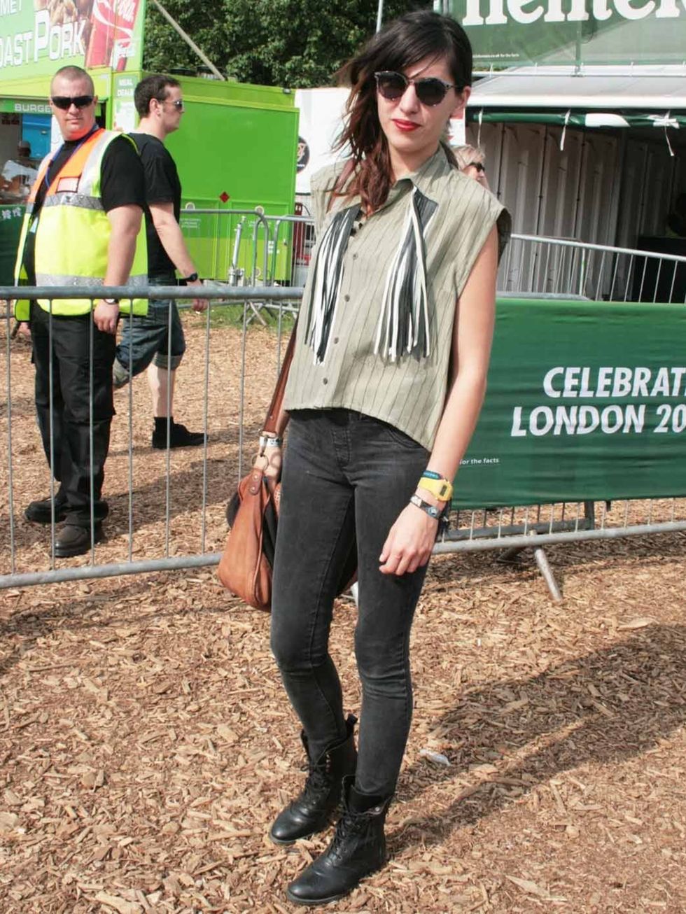 <p>Sesim Gokmen, 29, Events Manager.Vintage top and boots, Zara jeans and bag.</p>