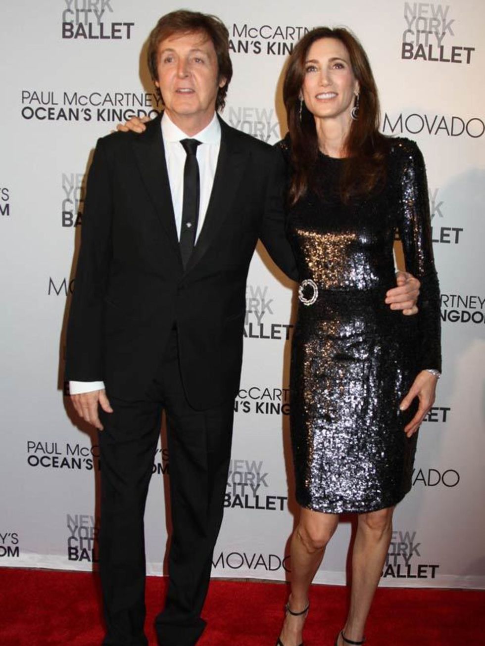 <p>Paul McCartney and Nancy Shevell attend the premiere of Ocean's Kingdom.</p>