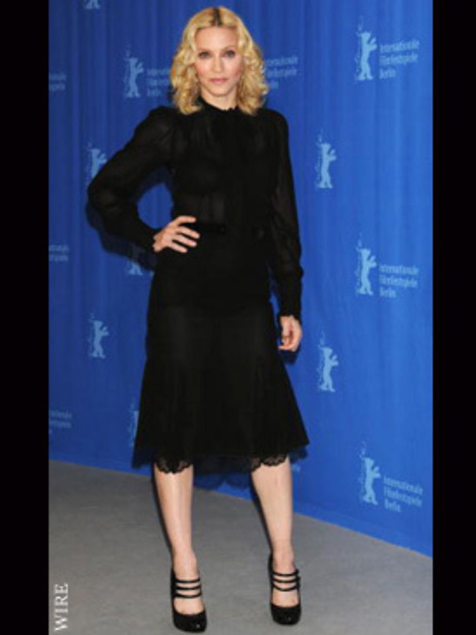 <p>The sheer fabric of Madonna's grown up look keeps it from being frumpy</p>