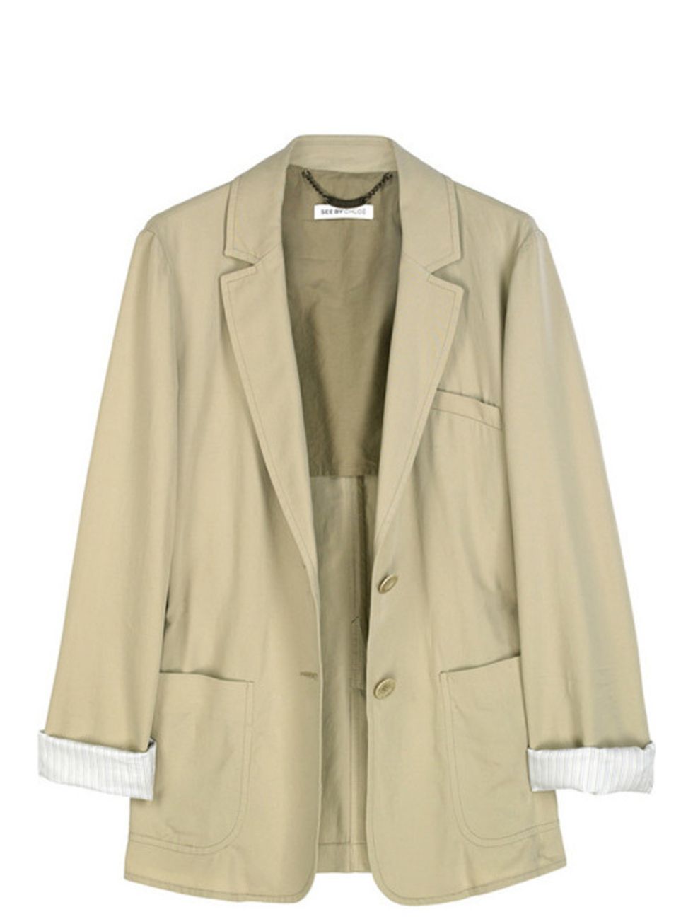 <p>Taupe cotton blazer, £450, by See by Chloe at <a href="http://www.net-a-porter.com/product/79528">Net-a-Porter </a></p>