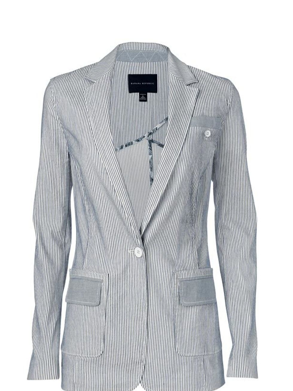 <p>Striped blazer, £75, by Banana Republic (0207 758 3550)</p>