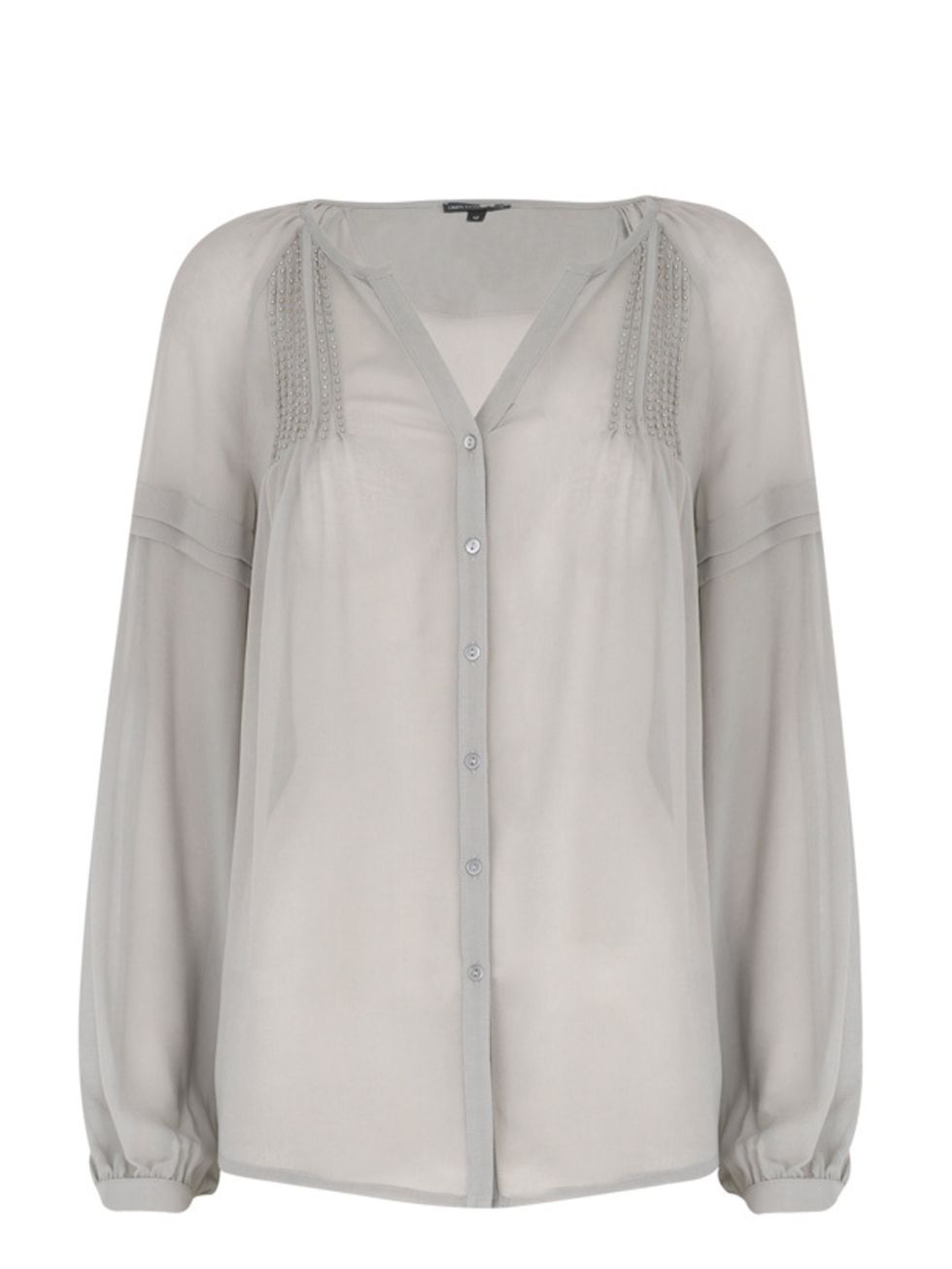 <p>Nude button-up blouse, £35, by Marks &amp; Spencer (0845 302 1234)</p>
