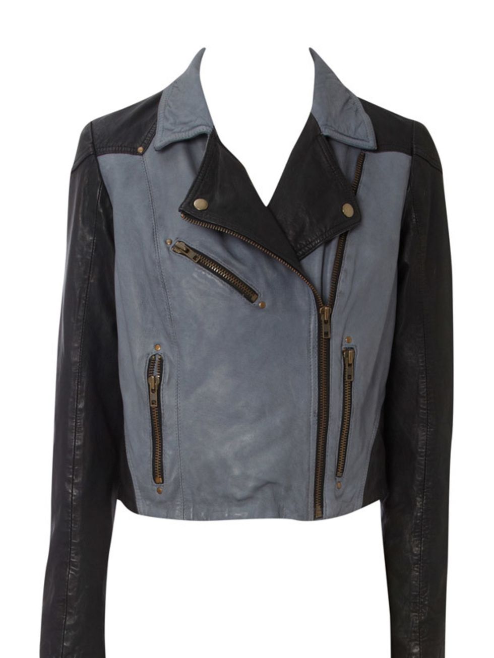 <p>Grey and black leather jacket, £130, by Oasis (01865 881 986)</p>