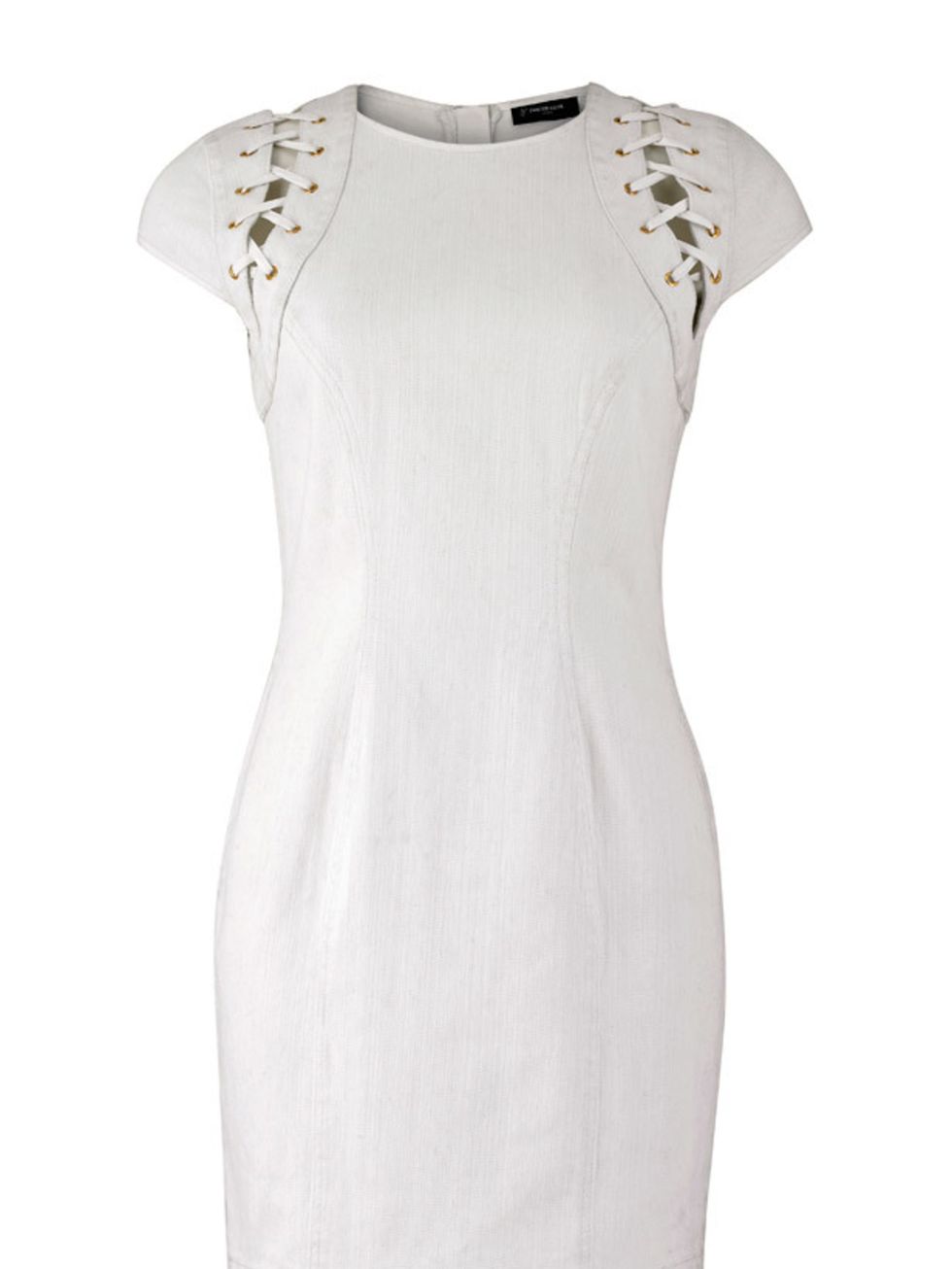 <p>White lace detail dress, £35, by New Look Limited Edition (0500 454 094)</p>