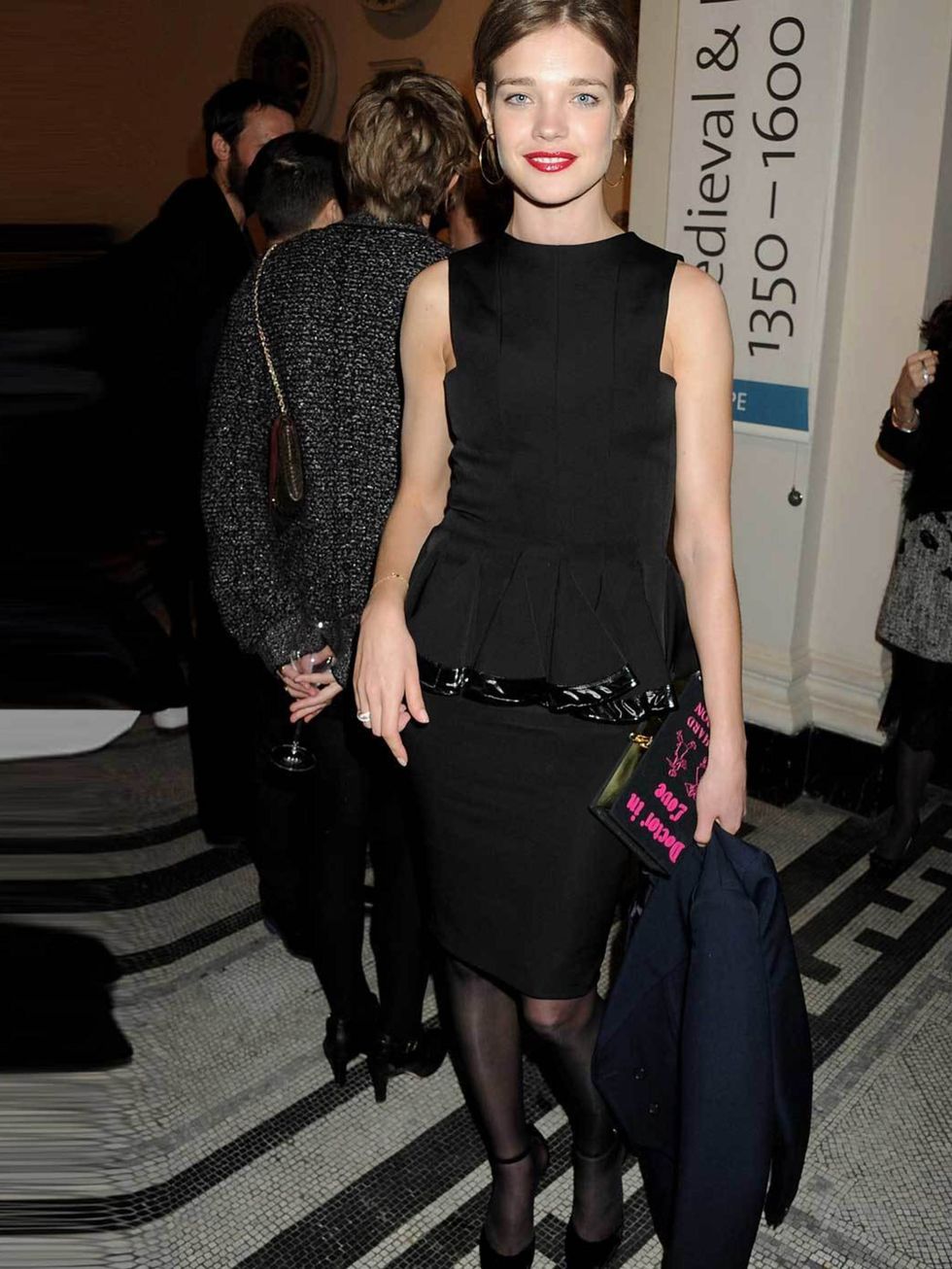 <p><a href="http://www.elleuk.com/star-style/celebrity-style-files/natalia-vodianova">Natalia Vodianova</a> wearing a black pelum cocktail dress at the V&amp;A's Design Fund Gala, March 2012</p>