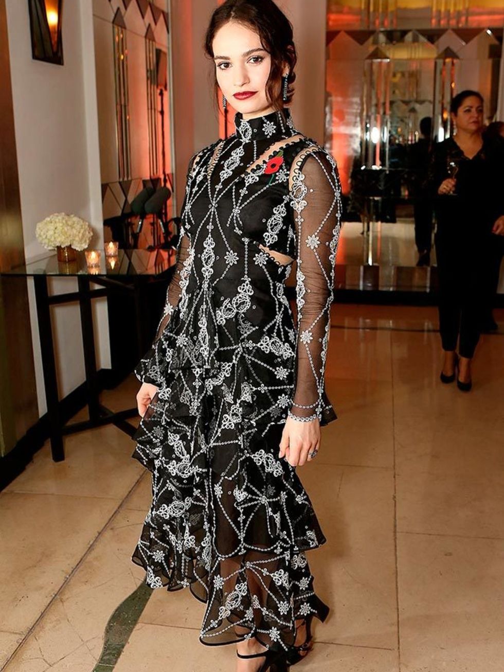 <p>Lily James wears Erdem to the Harpers Bazaar Women of the Year Awards in London, November 2015.</p>