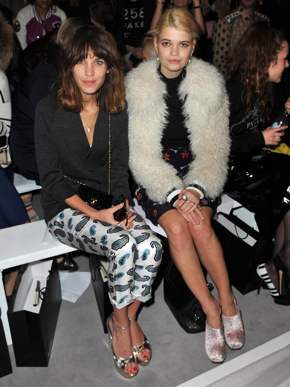 <p>Alexa Chung and Pixie Geldof on House of Holland's front row</p>