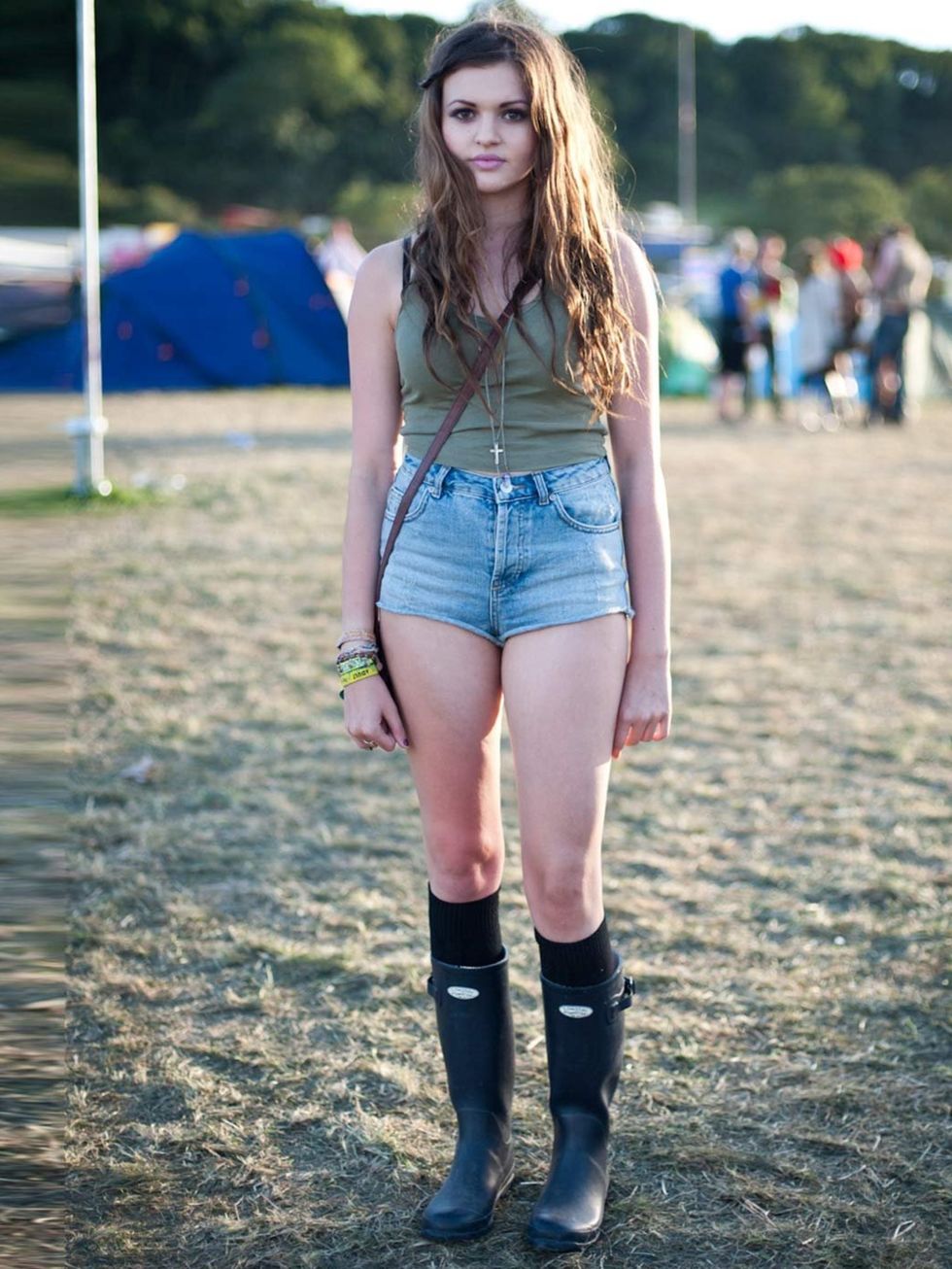 <p>Megan, 17. Topshop top and shorts, Zara bag, Miss Selfridge necklace.</p>