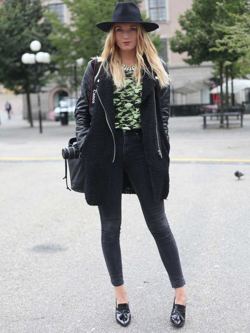 <p>Ingrid, Blogger. A Bathing Ape t-shirt, Cheap Monday jeans, Zara shoes, vintage hat.</p>