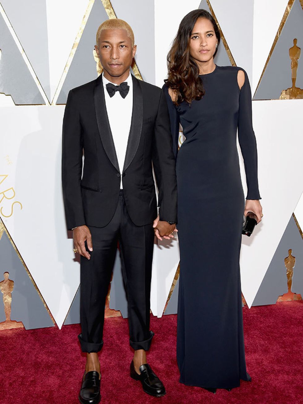 Pharell Williams and Lasichanh at the Oscars in LA, February 2016.