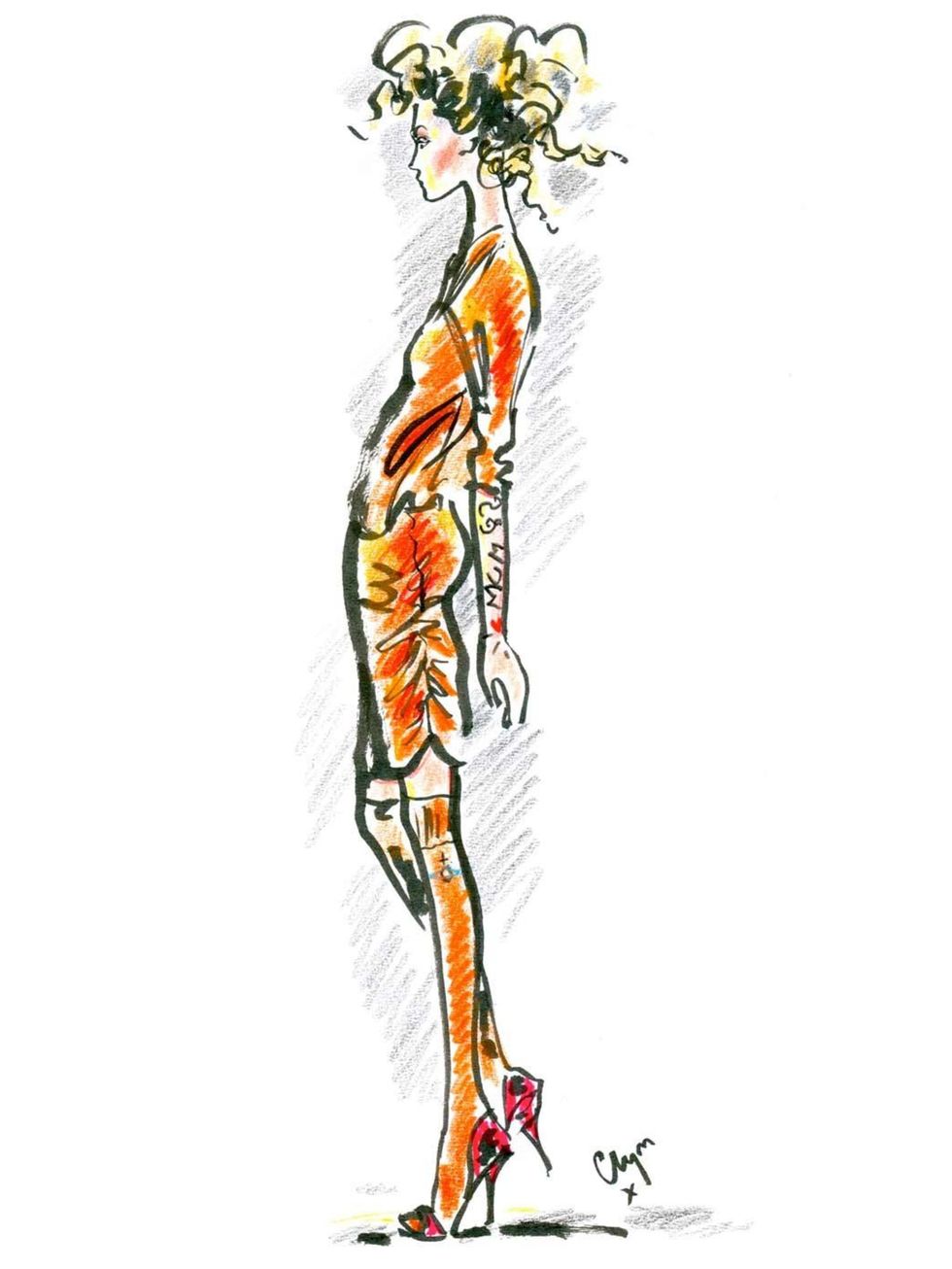 <p>A Vivienne Westwood Red Label A/W '12 look illustrated by Clym Evernden</p>