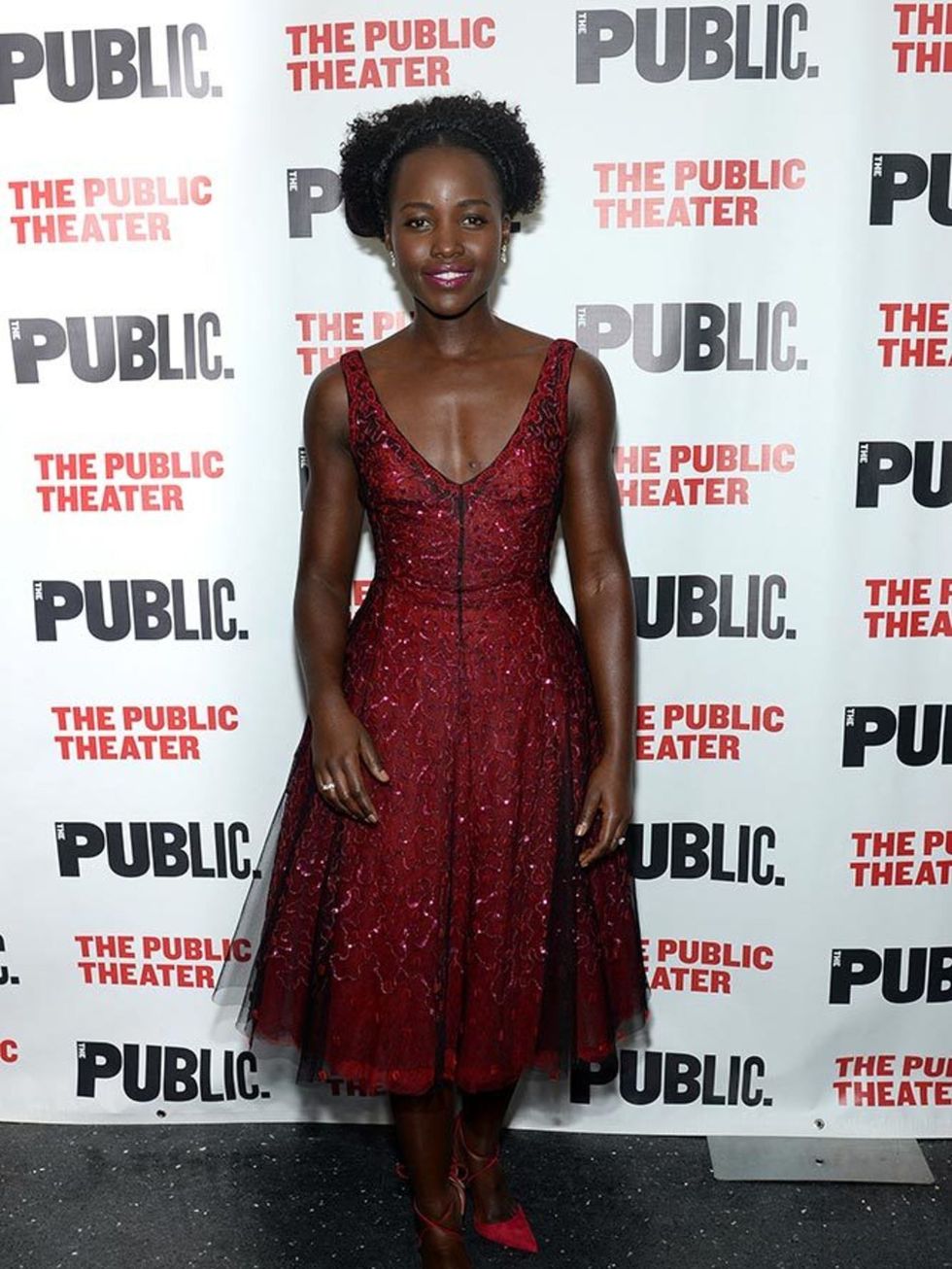 Lupita Nyong'o attends the opening night of Eclipsed in New York, November 2015.