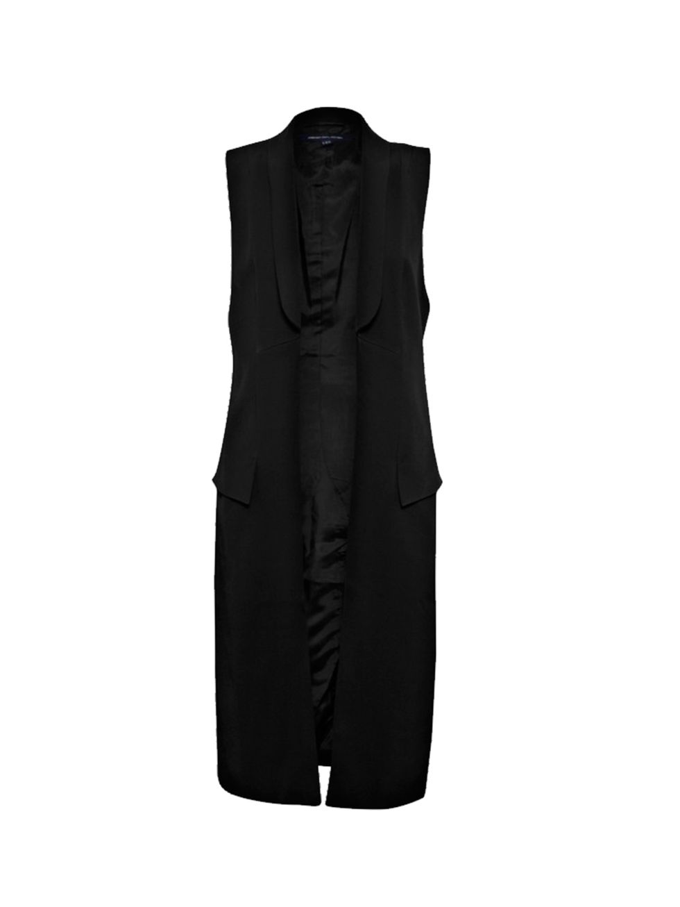 <p><a href="http://www.frenchconnection.com/product/Woman+New+In/70DAC/Deco+Dream+Sleeveless+Coat.htm" target="_blank">French Connection</a> black sleeveless coat, £150</p>