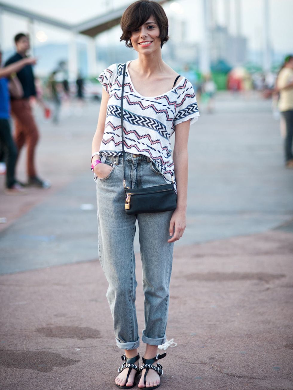 <p>Gabriela, 25,  in fashion. Zara T-shirt and sandals, vintage jeans, Loewe bag.</p><p>Photo by Stephanie Sian Smith</p>
