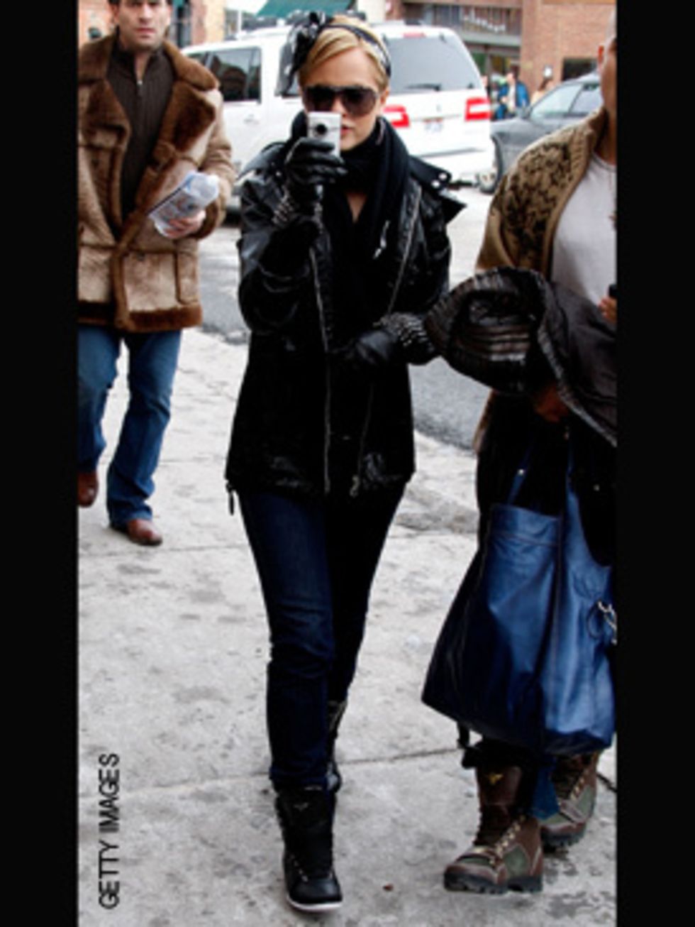 <p>Mena is the sexiest paparazzi we've ever seen in that leather biker!</p>