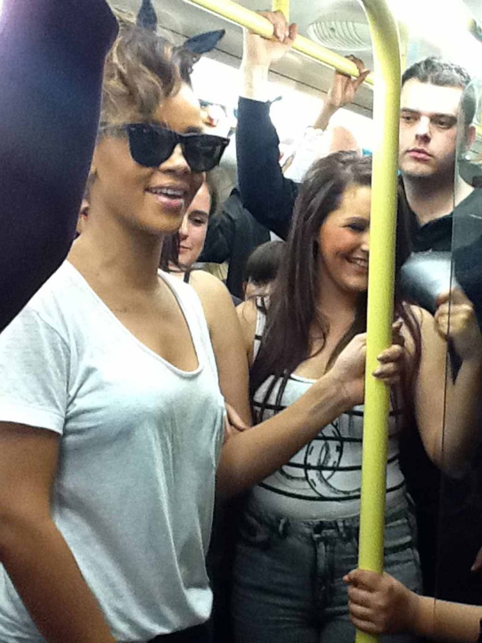 <p>Rihanna took public transport to the O2 for one of her London concerts in October 2011.</p>