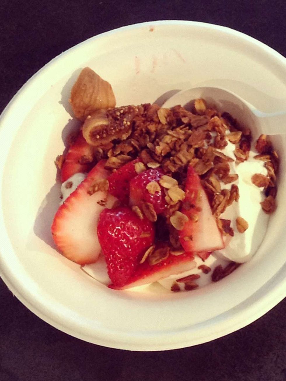 <p>Photo shoot fuel in the form of delicious muesli and fresh strawberries!</p>