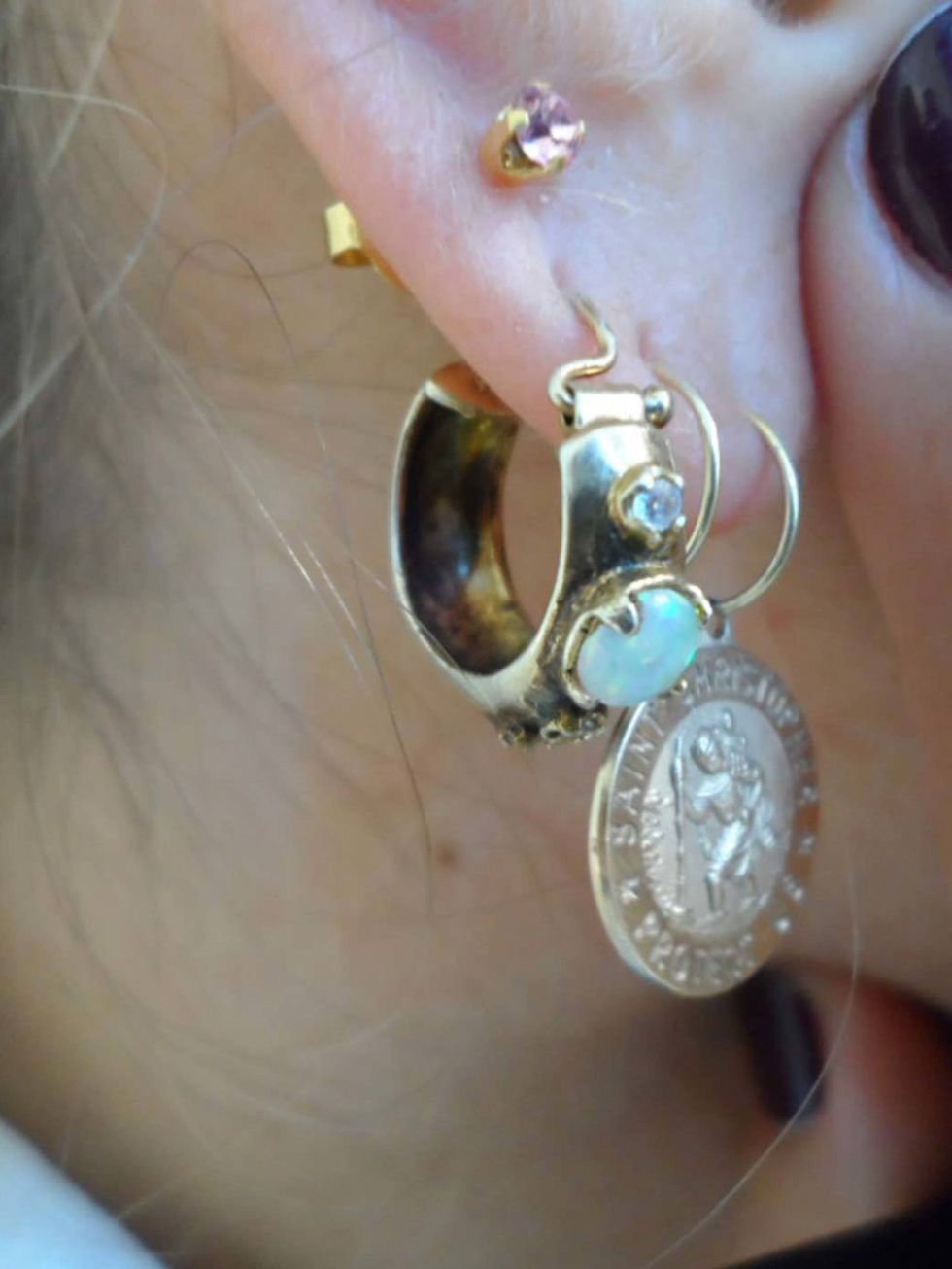 <p>Embellished hoop earrings</p>