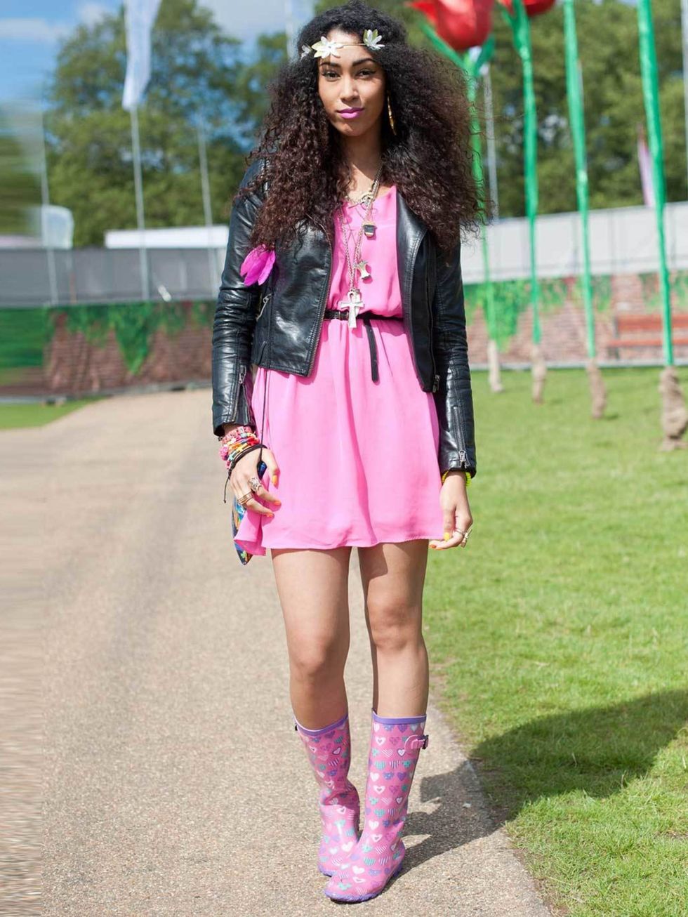 <p>Cheyenne Davide, MTV Presenter. Topshop jacket, H&amp;M dress, Shoe Zoo boots, bag from Jamaica, jewellery from eBay, River Island flowers.</p>