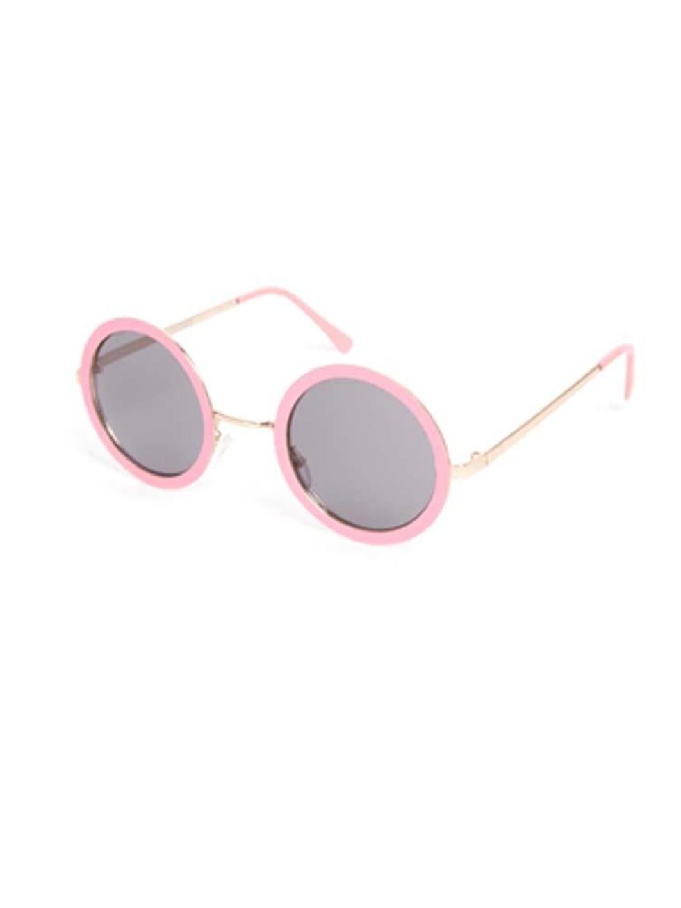 <p><a href="http://www.asos.com/ASOS/ASOS-Metal-Nose-Bridge-Set-Round-Sunglasses/Prod/pgeproduct.aspx?iid=3846495&cid=4545&Rf-200=9&sh=0&pge=0&pgesize=36&sort=-1&clr=Pink&totalstyles=7&gridsize=3">Asos</a> pastel pink sunglasses, £15<br />
 </p>