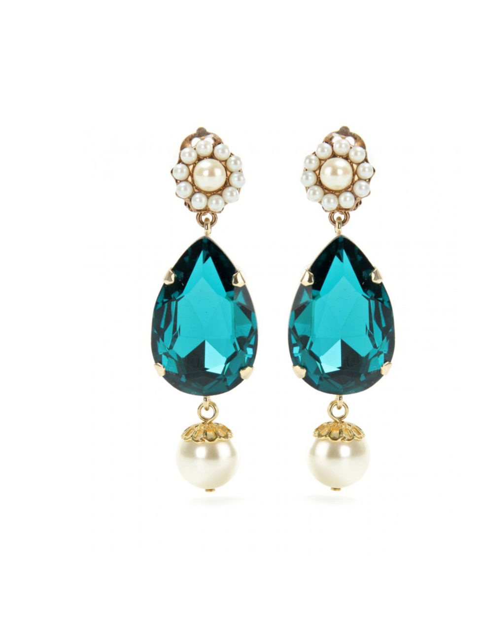<p>Dolce &amp; Gabbana crystal and pearl clip-on earrings, £198, at <a href="http://www.mytheresa.com/uk_en/crystal-pendant-clip-on-earrings-167946.html">Mytheresa</a></p>