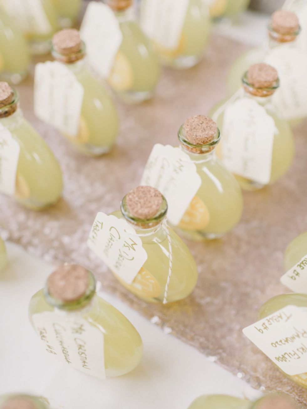<p>Limoncello favours -<a href="http://www.stylemepretty.com/collection/1902/picture/2197896/" target="_blank"> Style Me Pretty</a></p>