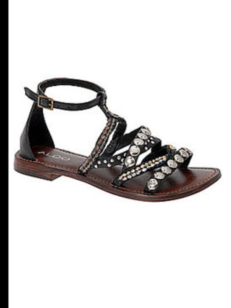 <p>Black embellished sandals, £45, by <a href="http://www.aldoshoes.com/uk/women/sandals/fashion-flats/74009331-fann/38">Aldo</a></p>
