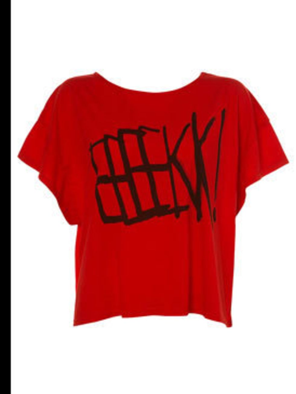 <p>Red Eeeekk! t-shirt, £15, by <a href="www.topshop.com">Topshop</a></p>