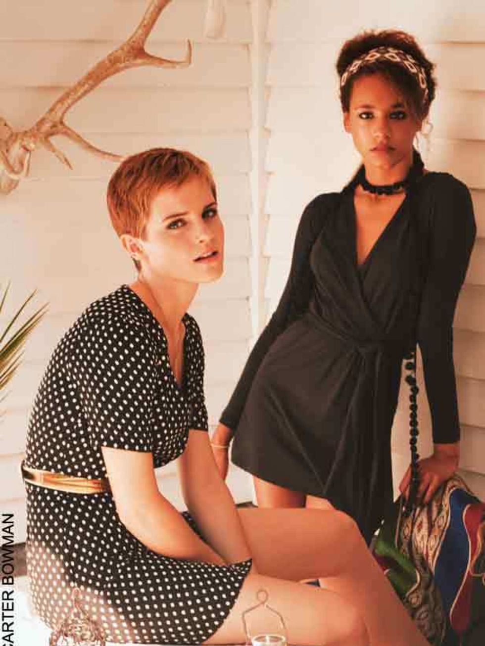 <p>Looking pretty in polka-dots, <a href="http://www.elleuk.com/starstyle/style-files/%28section%29/emma-watson">Emma Watson</a> models her final collection for People Tree</p>