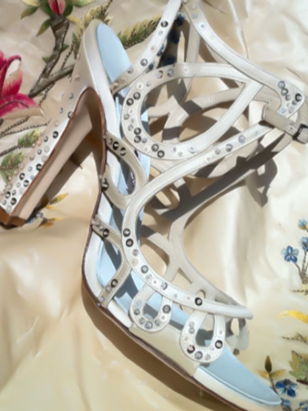 <p>Kate Moss' wedding shoes for her 2011 marriage to Jamie Hince, designed by Manolo Blahnik himself.</p>