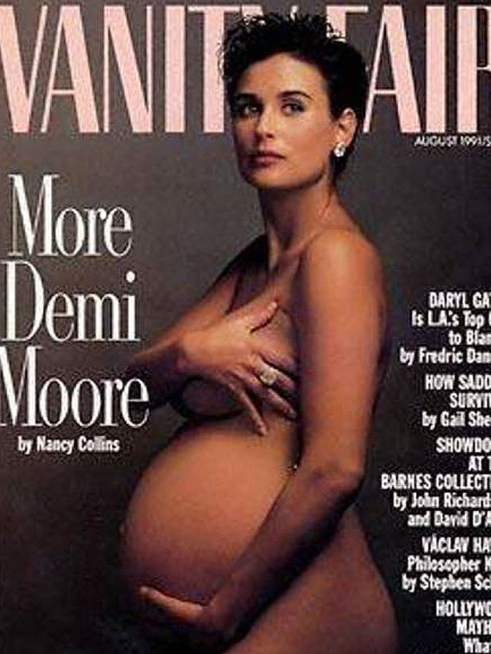 <p>Demi Moores iconic Vanity Fair cover shot, 1991.</p>