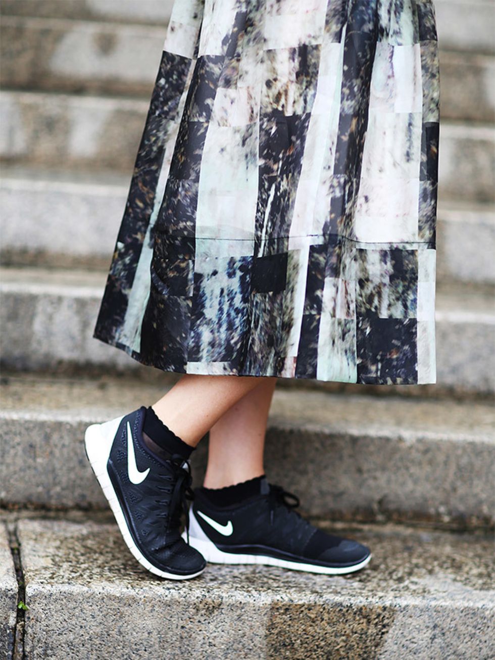 <p>Kirsty Dale  Executive Fashion and Beauty Director</p>

<p>Zara jacket, Whistles skirt, Nike trainers.</p>