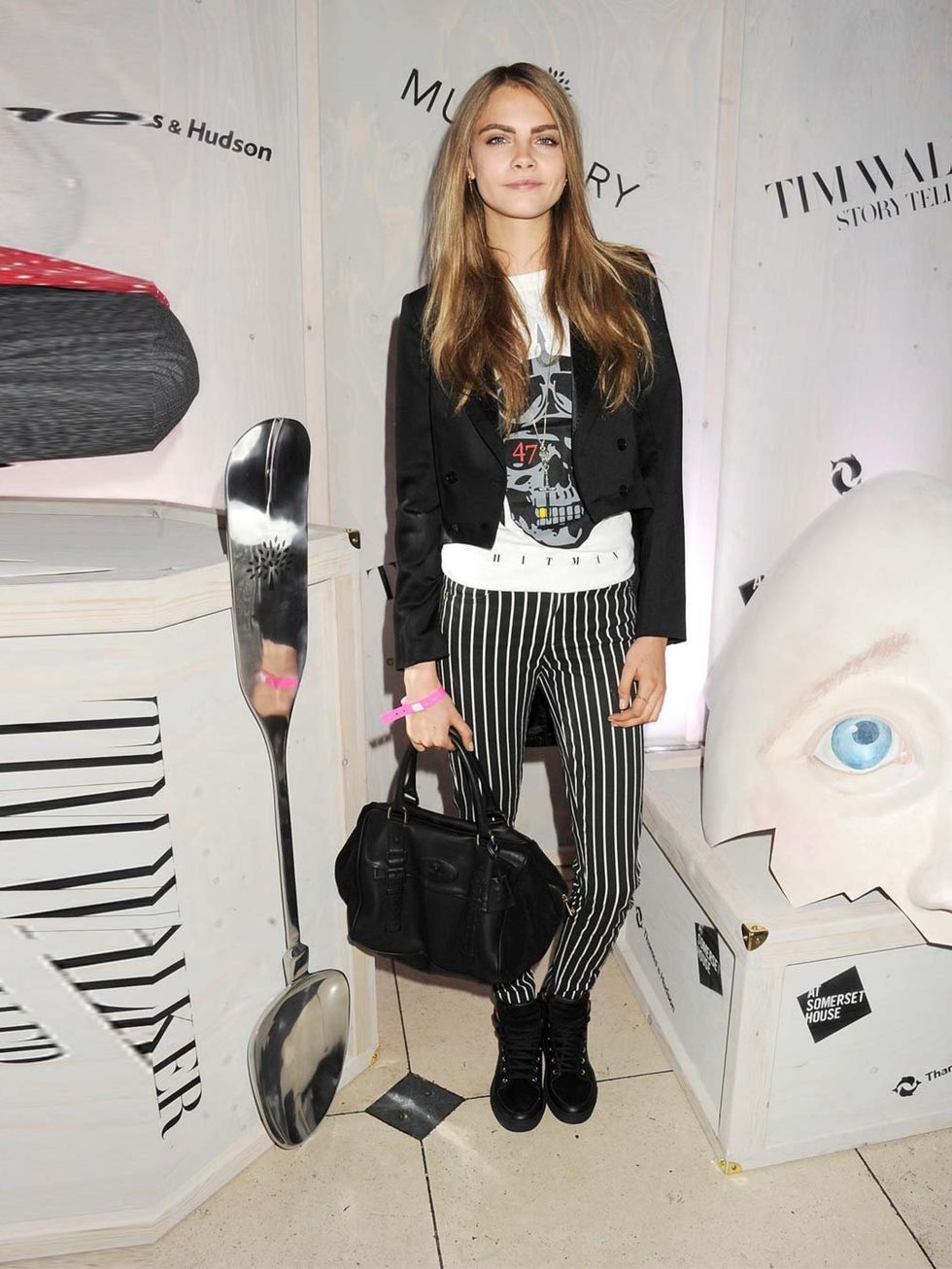 <p>Model Cara Delevingne at the Tim Walker exhibition opening party.</p>
