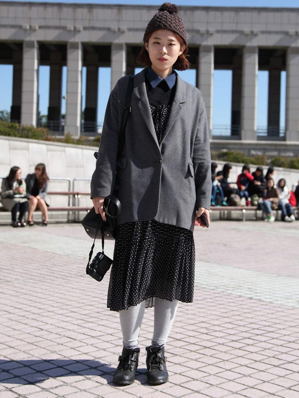 <p>Kim Han Bit. Vintage coat, dress and shoes.</p>