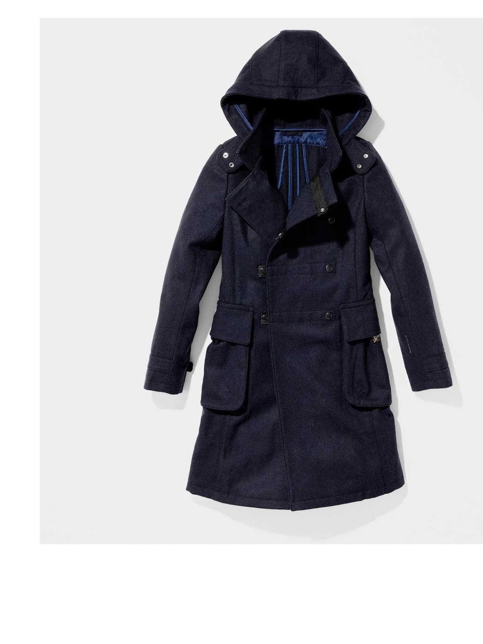 <p>G-Star Navy Legionaire Coat £279. Available from <a href="http://shop.g-star.com/JACKETS/LEGIONNAIRE-HOODED-DUFFLE-pcyQIKA5AVXzoAAAE6uE8K7mTPLPIKA5AVRrkAAAE4BE1GzExg-gstar-uk-Site-WFS-en_GB-GBP.html">g-star.com</a></p>