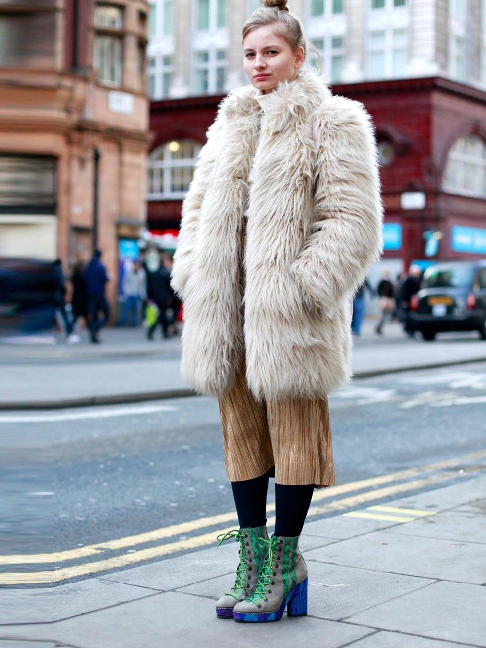<p>Marsha Mel, 23, Photographer.Reiss coat, vintage top and bag, Topshop skirt, Missoni shoes.</p>