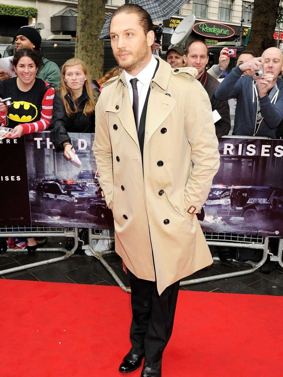 <p>Tom Hardy attends the European premiere of The Dark Knight Rises in Londons Leicester Square. He plays Bane in the film. Batmans most fearsome adversary.</p>