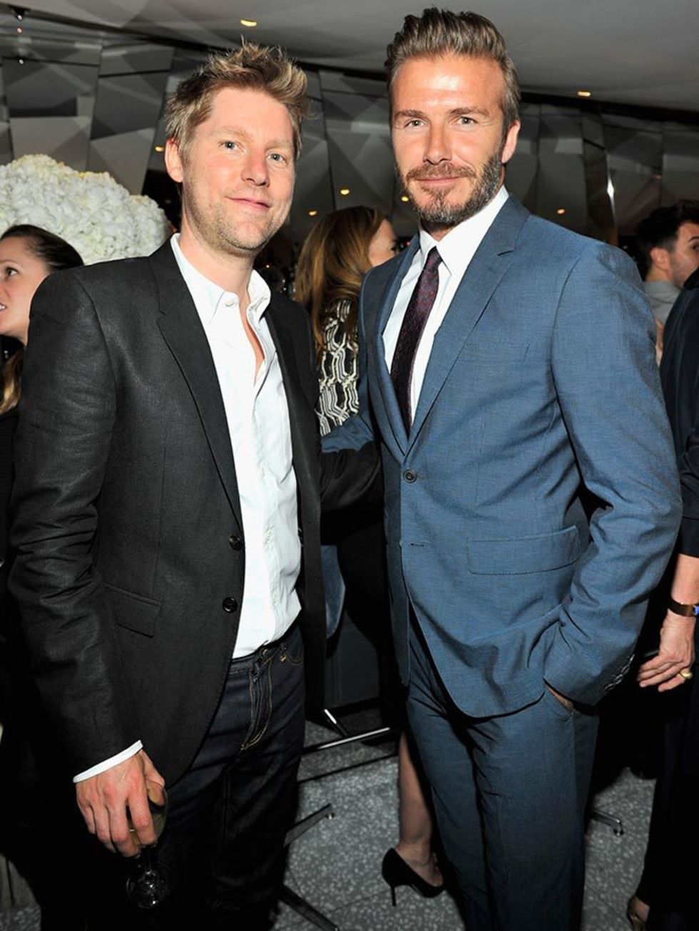 Christopher Bailey and David Beckham attend a dinner to celebrate the arrival of Victoria Beckham's Collection to Barneys in New York, April 2015.