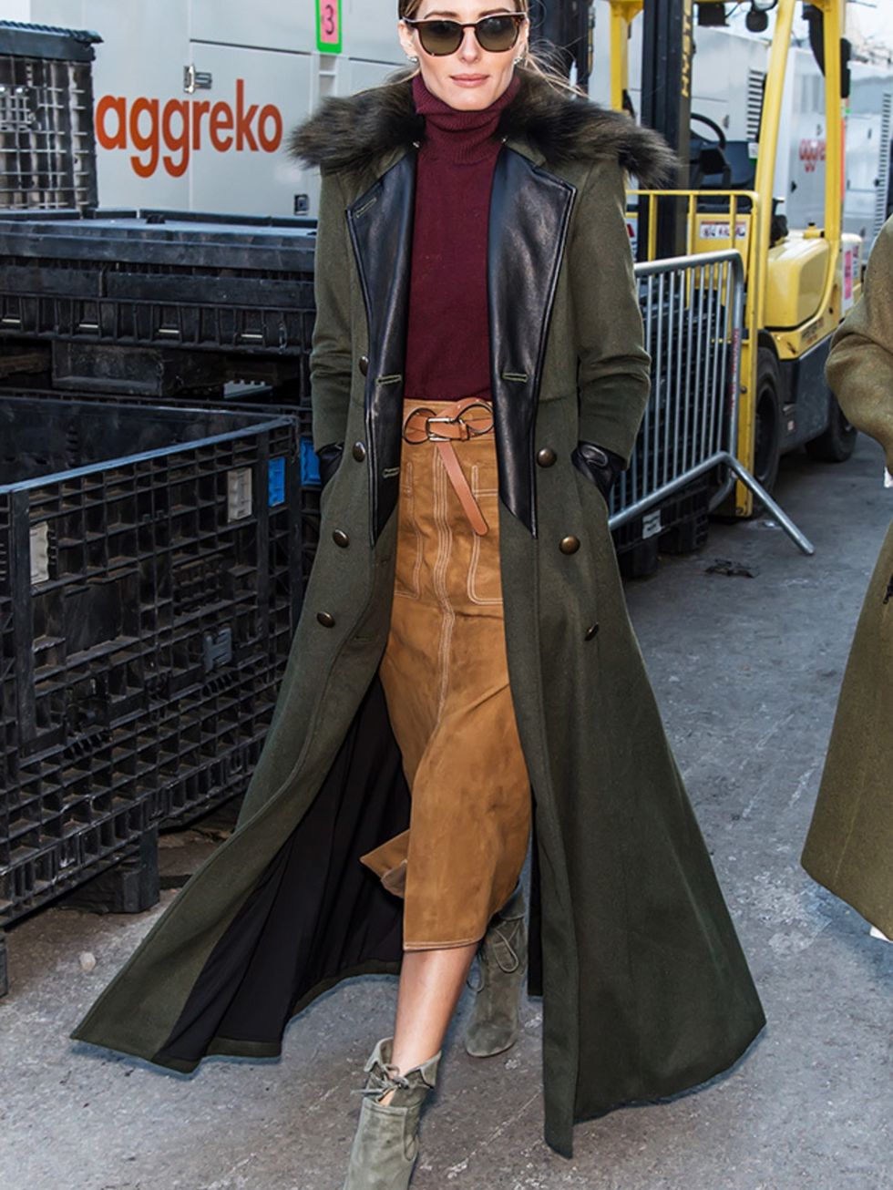 <p><a href="http://www.elleuk.com/fashion/celebrity-style/olivia-palermo" target="_blank">Olivia Palermo</a> wearing a Marks and Spencer suede skirt</p>