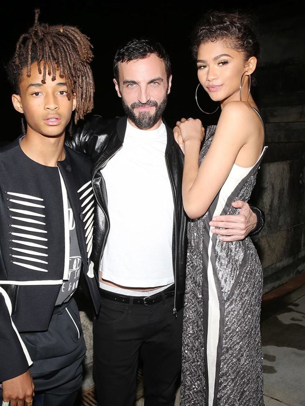 Jaden Smith, Nicholas Ghesquiere and Zendaya at the Louis Vuitton Cruise party in Rio, May 2016.