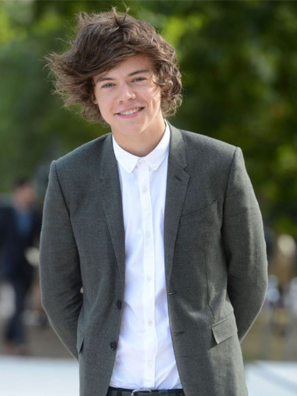 <p>Harry Styles arriving at the Burberry show this week </p>