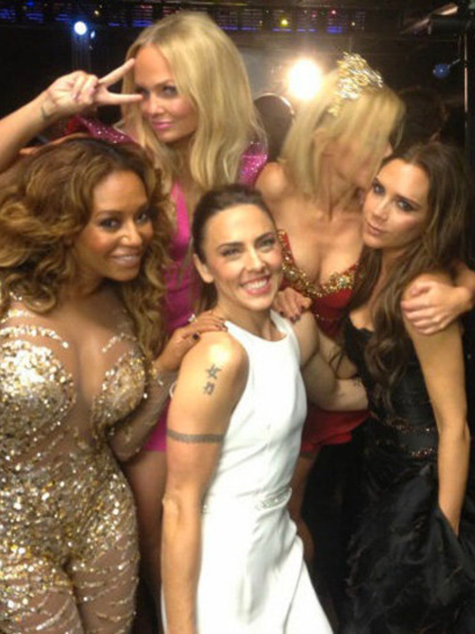 <p>A snapshot of the Spice Girls backstage after the London 2012 Olympics Closing Ceremony</p>